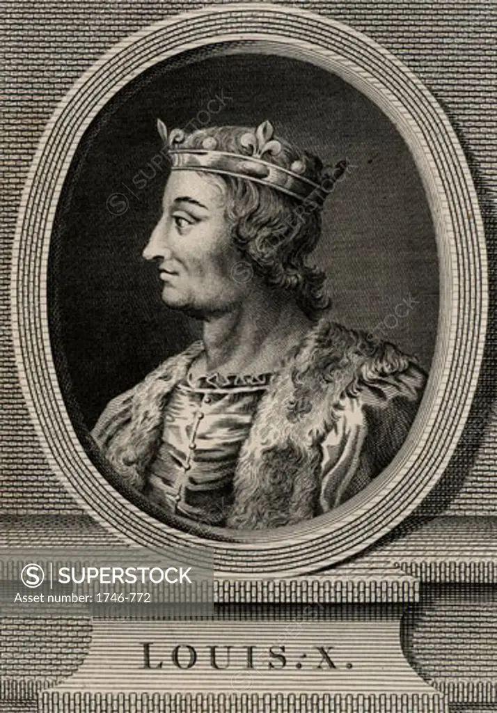 Louis X, the Quarrelsome (1289-1316), King of France, 1793, Copperplate Engraving