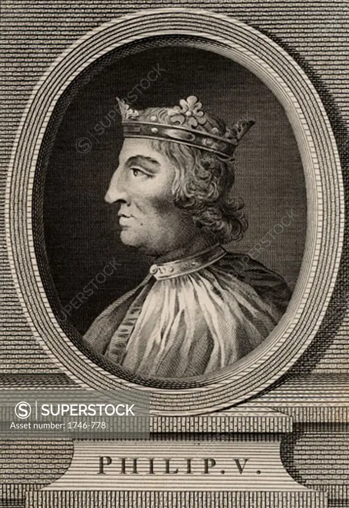 Philip V, the Tall (1293-1322), King of France, 1793, Copperplate engraving
