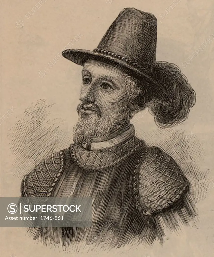 Juan Ponce de Leon (1460-1521) Spanish Explorer Late 19th Century engraving
