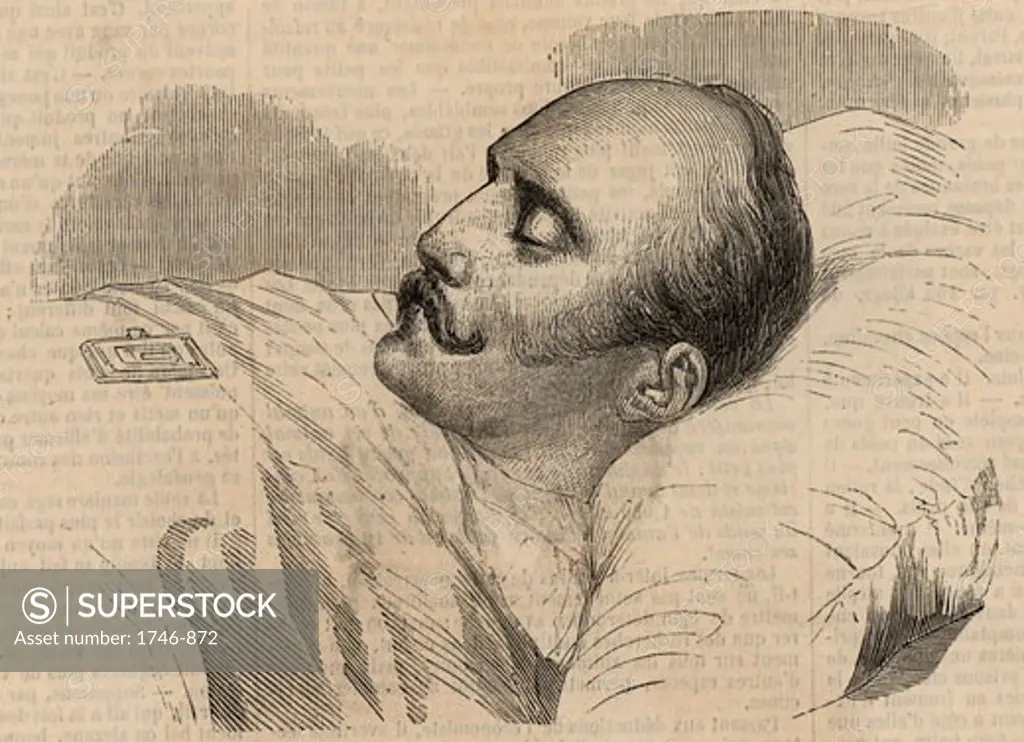 Nicholas I (1796-1855), Tsar of Russia, on his deathbed, From 'Illustration (Paris, 1855), Wood engraving