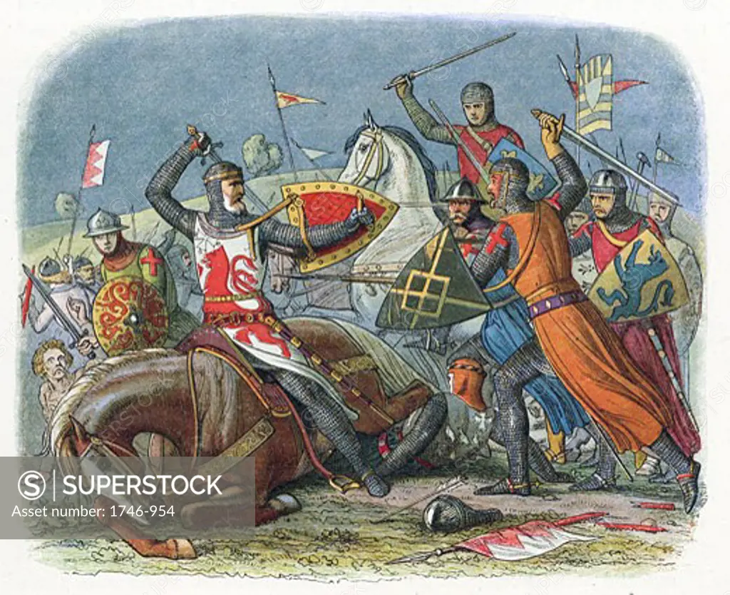 William I of Scotland, 'The Lion' (1143-1214) taken prisoner by the English at Alnwick, Northumberland 1174, Colour-printed wood engraving 1864