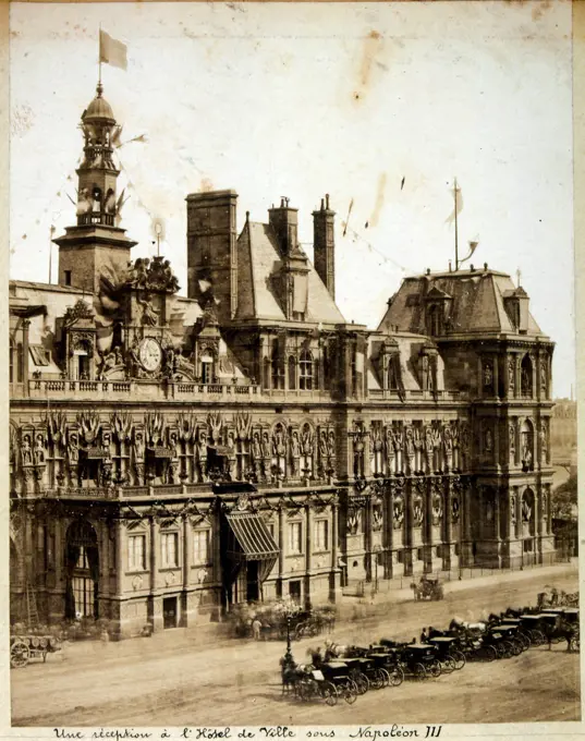 photograph (1895) of the Hotel de Ville, City Hall, in Paris, France