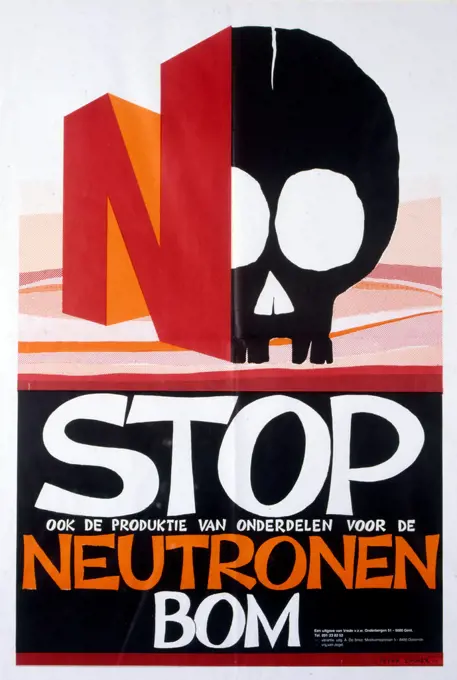 Stoppt die neutronen bombe (Stop the neutron Bombe) anti-nuclear poster Germany 1983