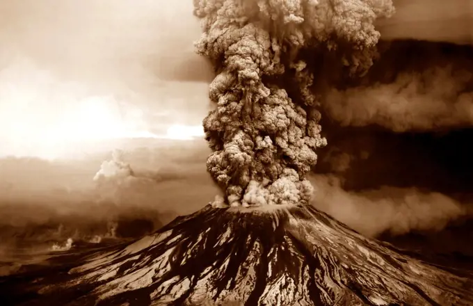 Mount St Helen's volcanic eruption; Washington State; USA 1980