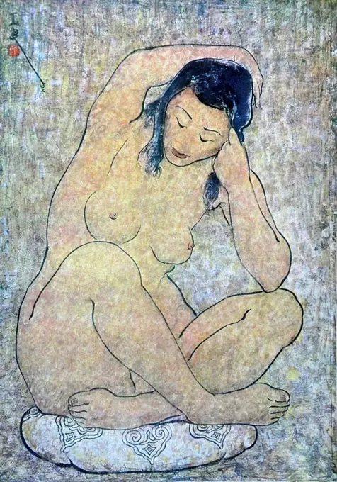 After the bath' nude female figure by Pan Yuliang. Born Zhang Yuliang (1895ñ1977) this Chinese painter, renowned as the first woman in the country to paint in the Western style. her modernist works caused controversy and drew severe criticism in China during the 1930s
