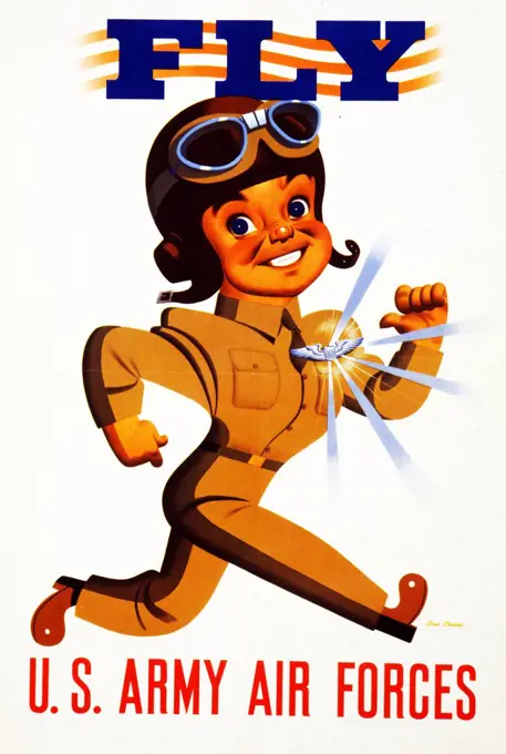 Fly - U.S. Army Air Forces 1942 Poster showing a pilot wearing shining wings on his chest.