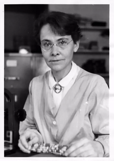 1947 portrait of Barbara McClintock (1902-1992) an American geneticist who won the 1983 Nobel Prize in Physiology or Medicine for her discovery of genetic transposition