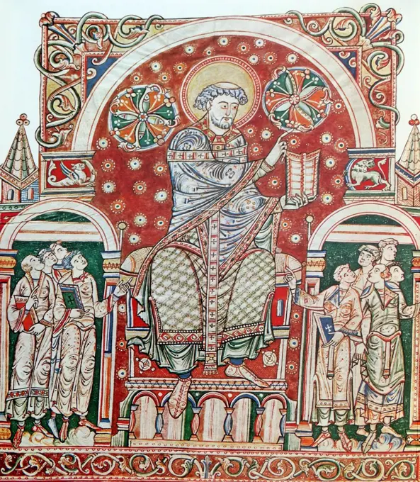 Mural titled 'St Augustine de Civitate Dei'. Dated 11th century.