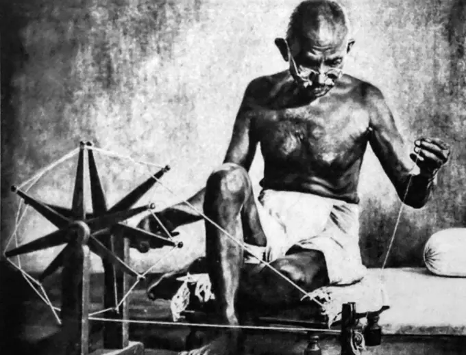 Mohandas Karamchand Gandhi 1869  1948), preeminent leader of the Indian independence movement in British-ruled India.
