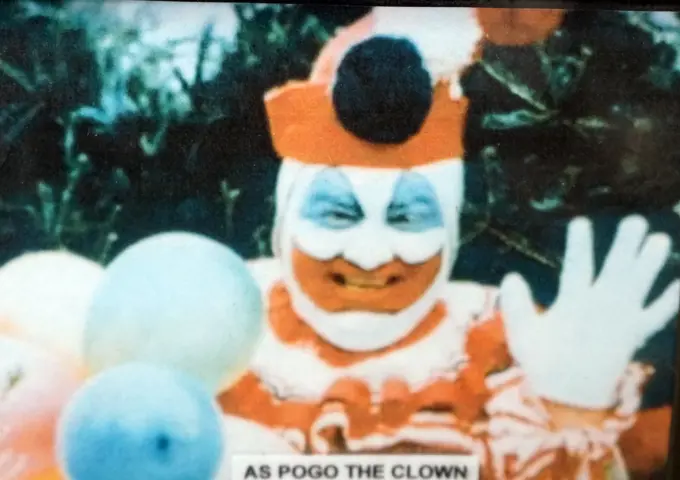 Colour photograph of John Wayne Gacy as Pogo the Clown. John Wayne Gacy Jr. (1942-1994) an American serial killer and rapist during the 1970s.