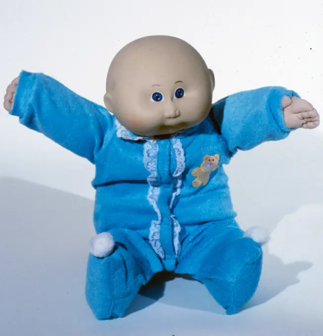 Cabbage Patch Kids are a line of one-of-a-kind cloth dolls with plastic heads first produced by Coleco Industries in 1982. They were inspired by the Little People soft sculptured dolls sold by Xavier Roberts as collectibles and registered in the United States copyright office in 1978 as 'The Little People'. The brand was renamed 'Cabbage Patch Kids' by Roger L. Schlaifer when he acquired the exclusive worldwide licensing rights in 1982.