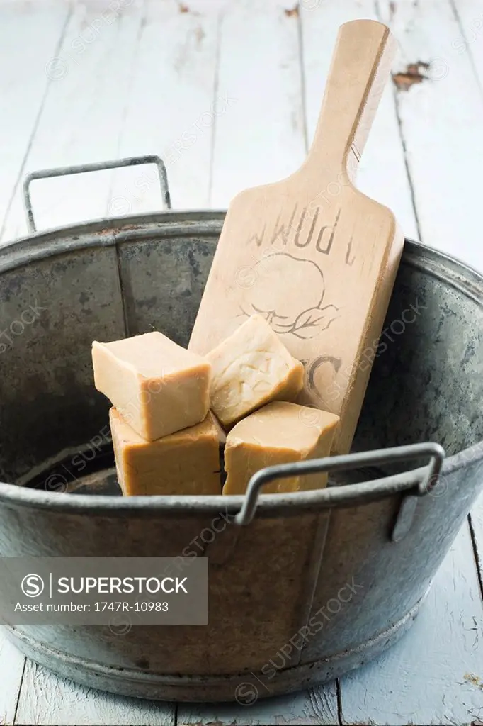 Fresh baker´s yeast in metal bucket