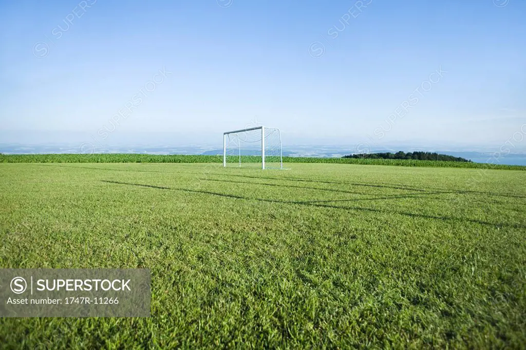 Soccer goal in empty field