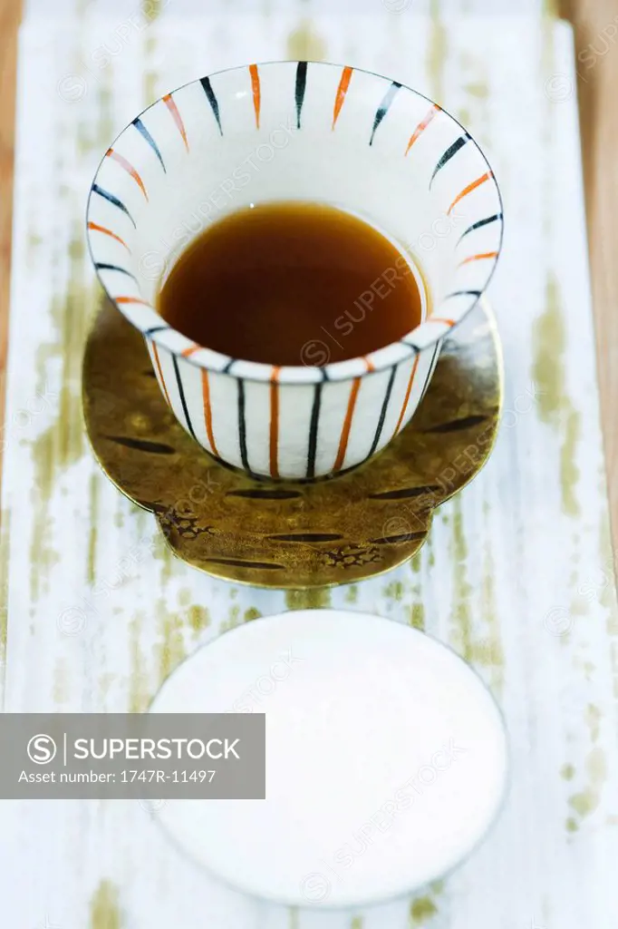 Tea in striped tea cup