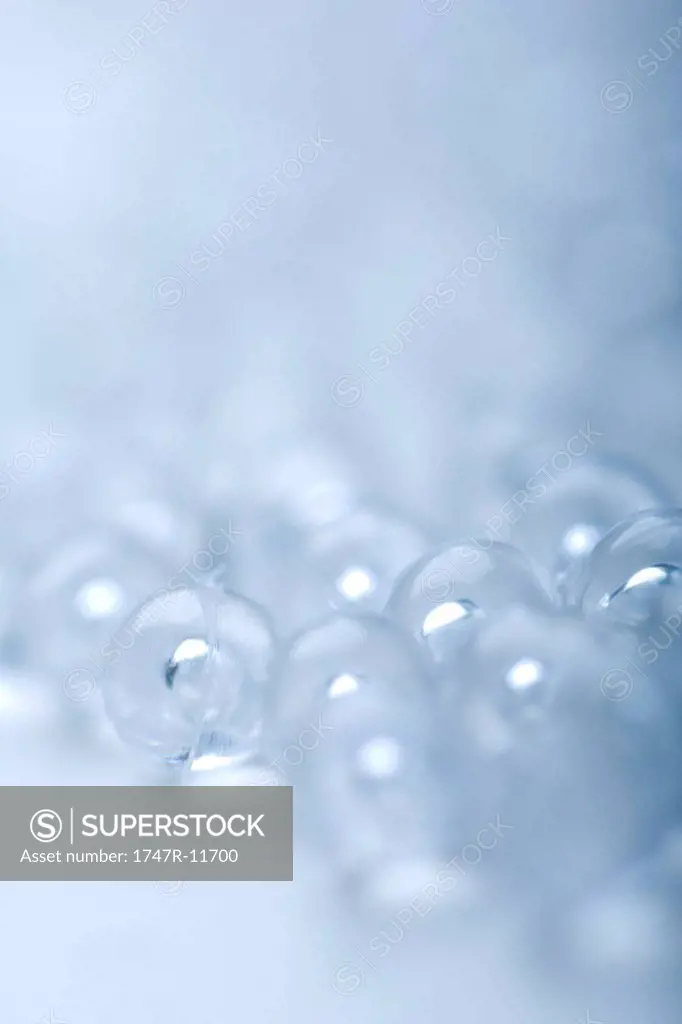 Decorative clear plastic balls, close-up