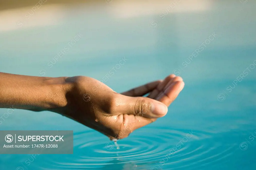 Cupped hand holding water
