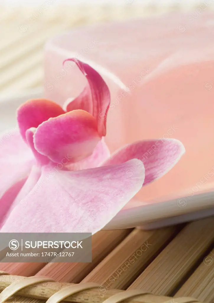 Orchid flower and bar of soap