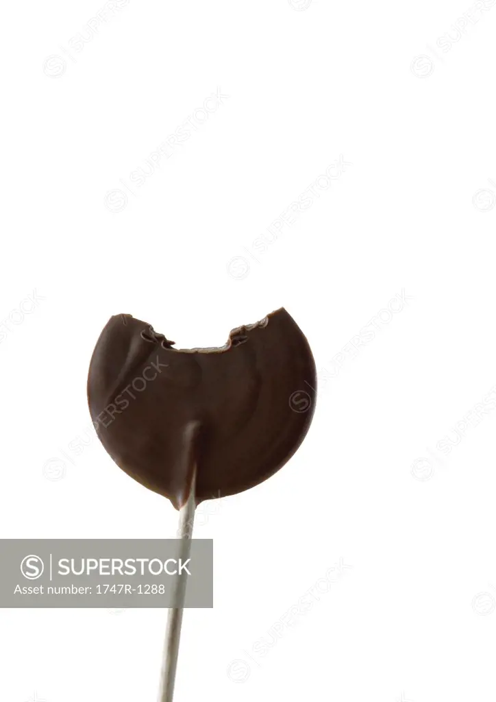 Chocolate lollipop with bite missing