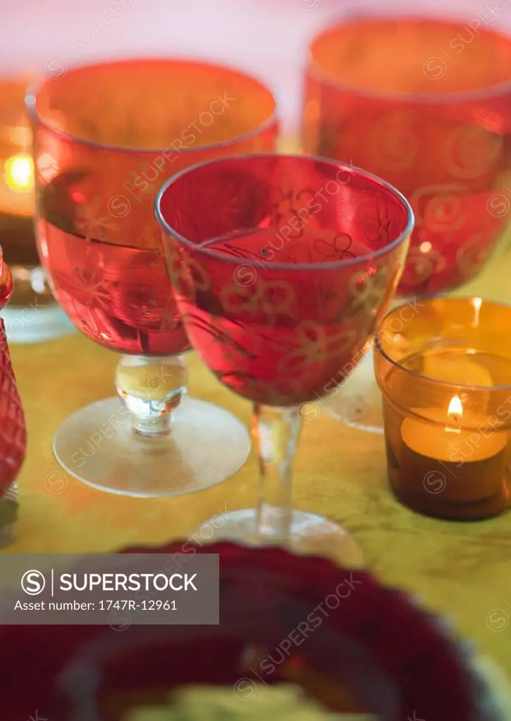 Decorative glasses on table