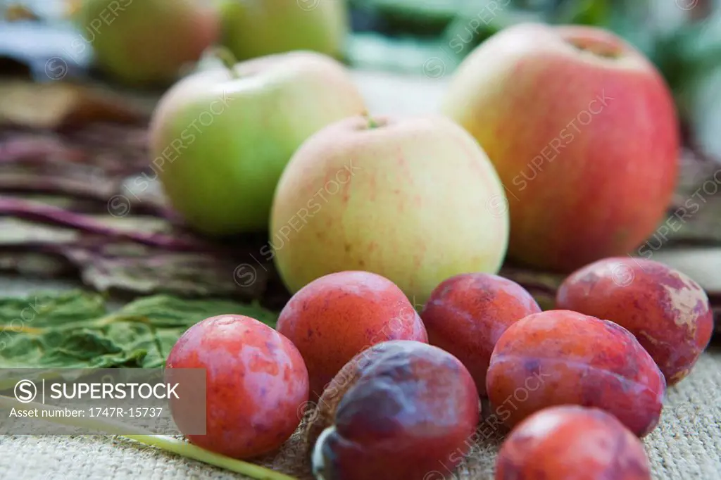 Plums and apples