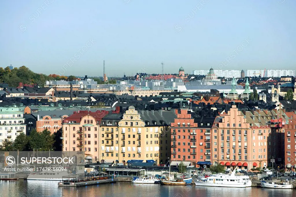 Sweden, Stockholm, Gamla Stan, waterfront view