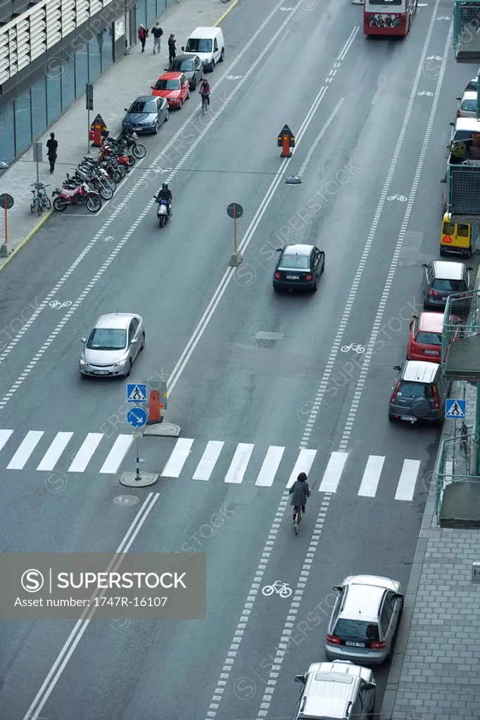 Sweden, Stockholm, urban street with light traffic