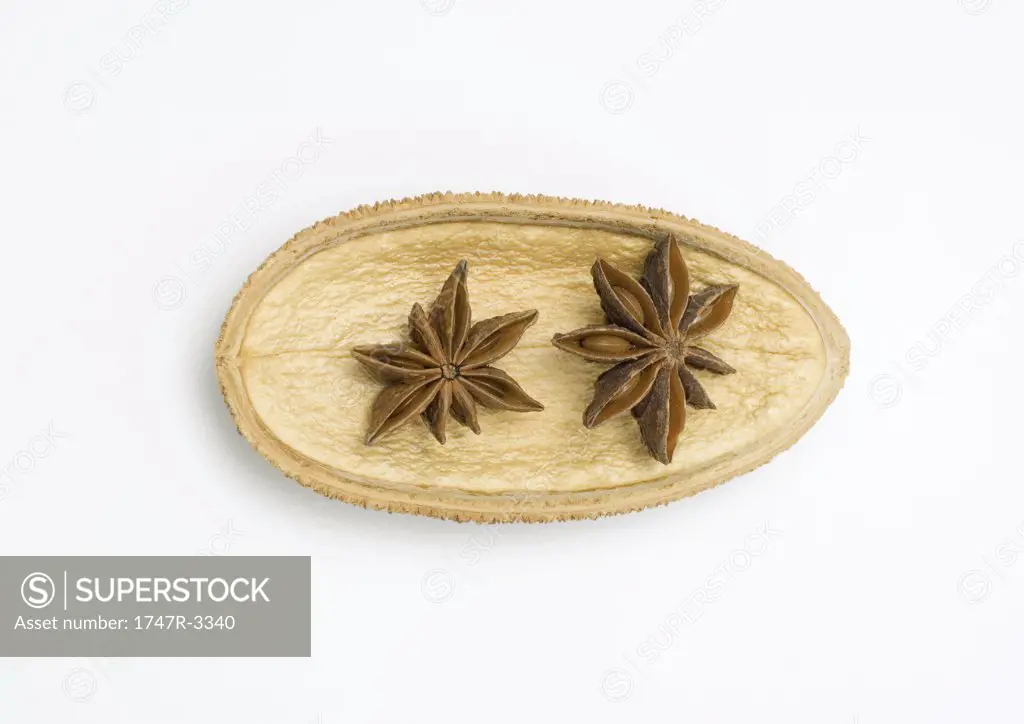 Star anise in dried husk
