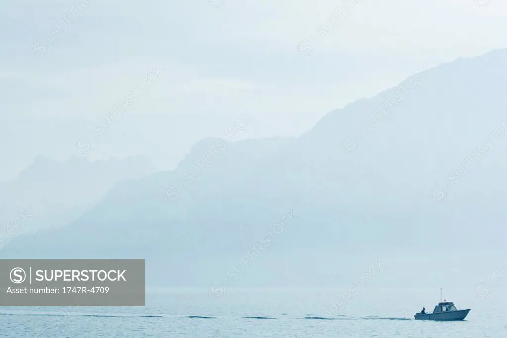 Switzerland, boat on Lake Geneva