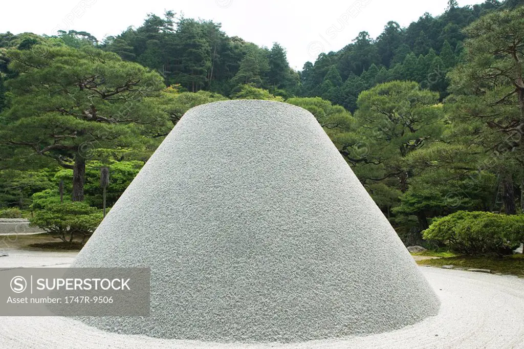 Gravel mound in Japanese rock garden