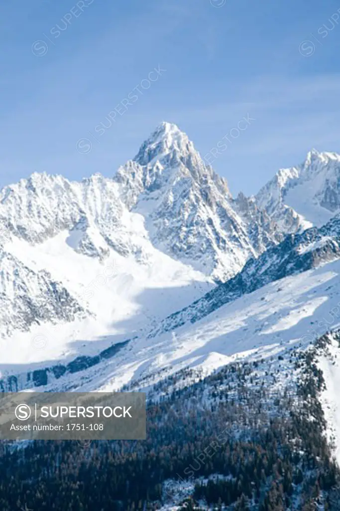 Panoramic view of snowcapped mountains, Mont Blanc, France