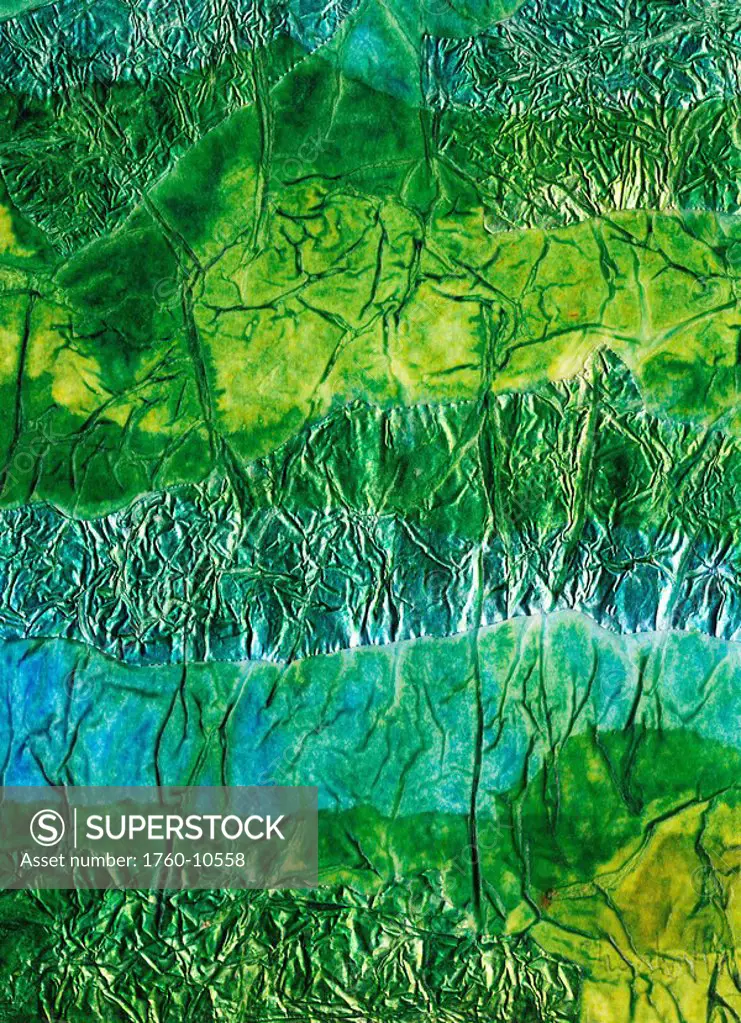 Rhapsody of Colors 3, Abstract art in green and blue Mixed Media.