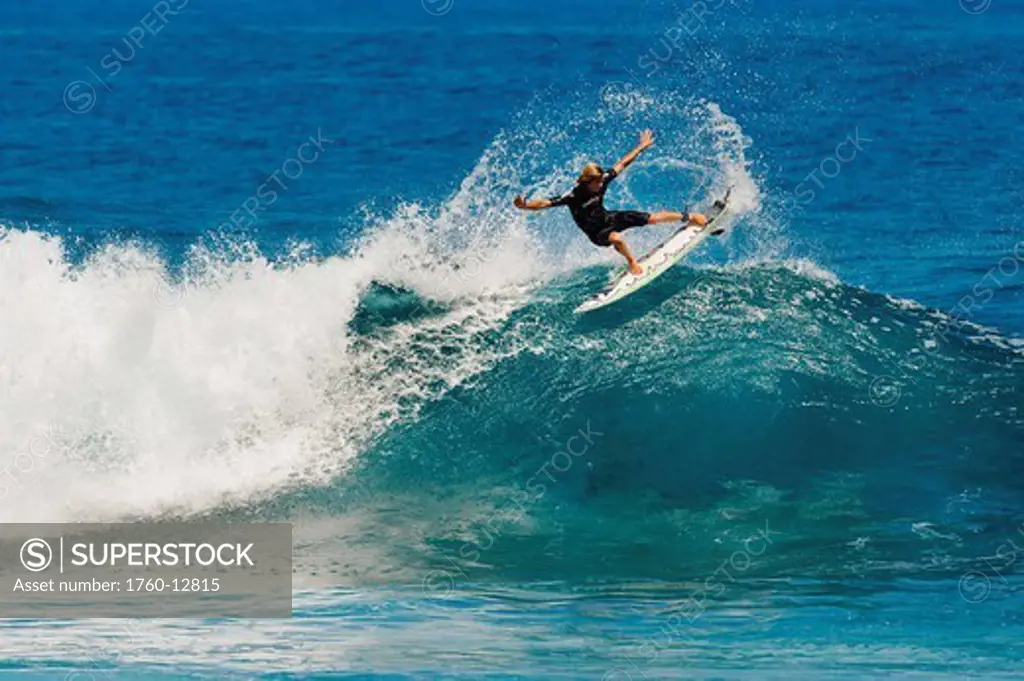 Hawaii, Maui, Kapalua, Pro Surfer doing a high performance turn Matt Meola