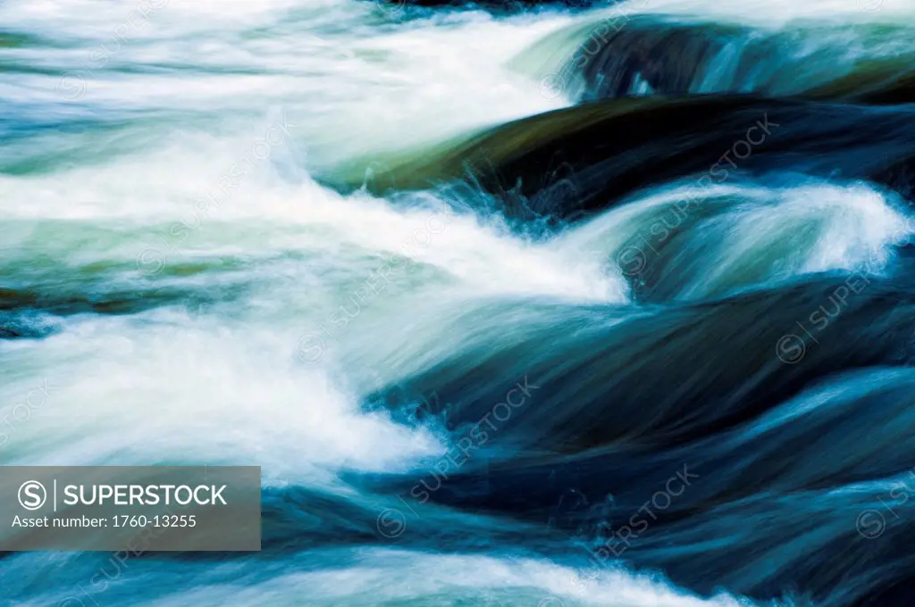 Vermont, Jamaica State Park, West River, Abstract view of small sections of rapids with flowing water patterns.