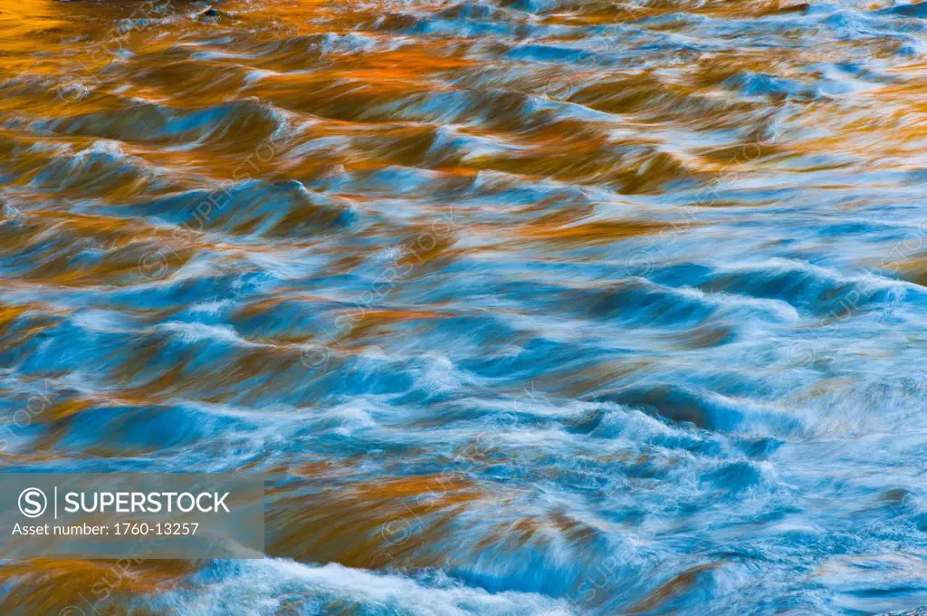 Vermont, Jamaica State Park, West River, Colorful abstract view of flowing water.