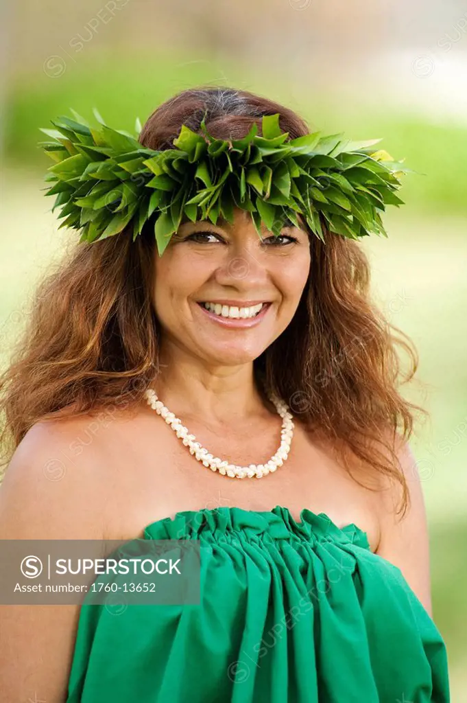 Hawaii, Maui, Portrait of Hula Dancer.