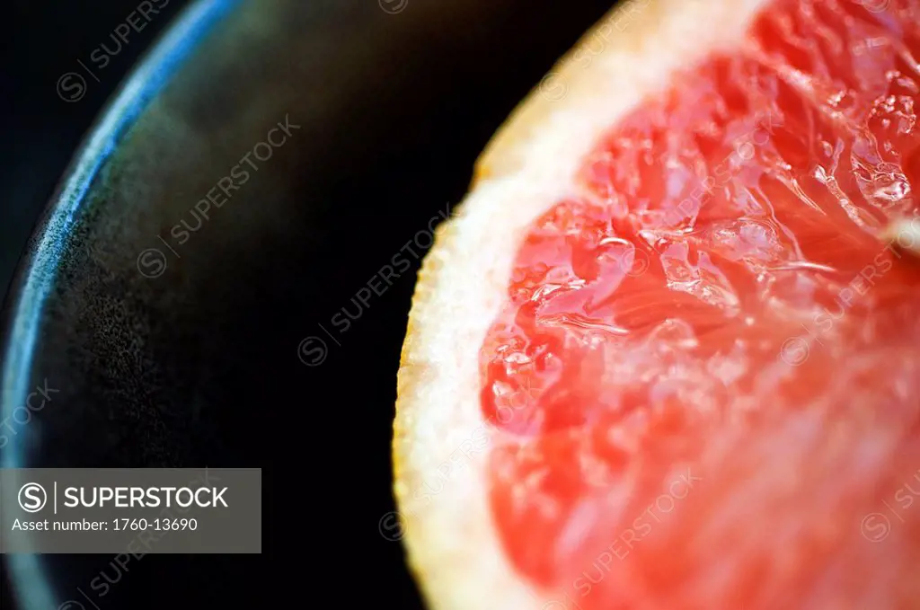 Pink Grapefruit half, Fresh cut, Selective focus.