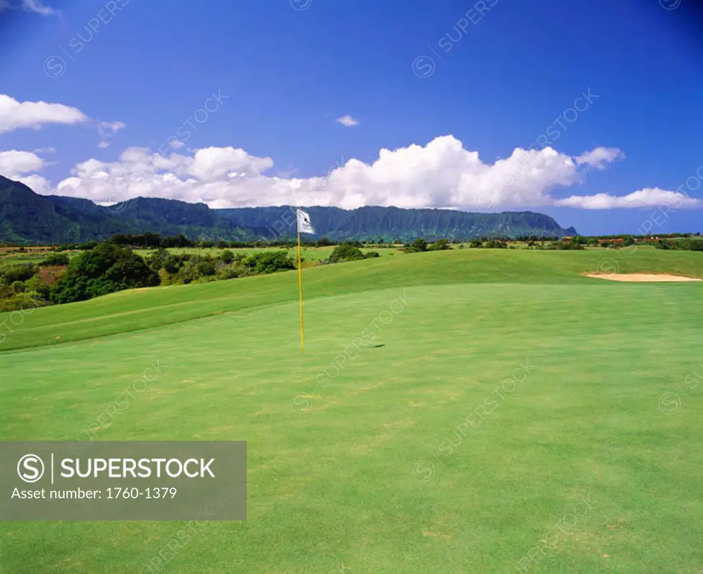 Hawaii, Kauai, Princeville Resort Golf Course, Prince Course, putting green.