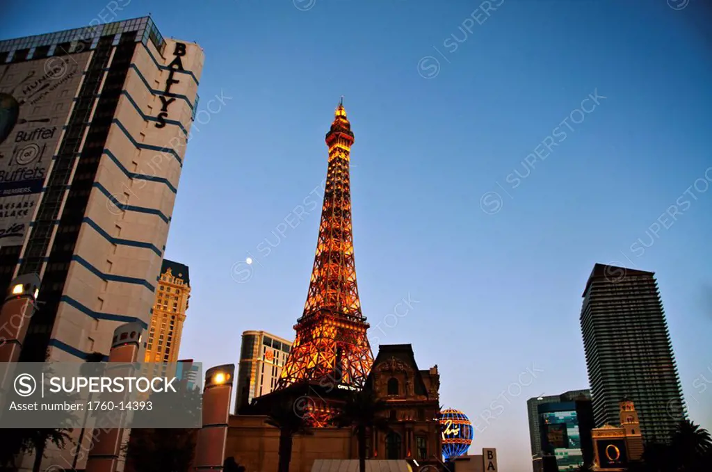 Nevada, Las Vegas, The Strip, The Paris Hotel and Casino _ a replica of the Eiffel Tower.