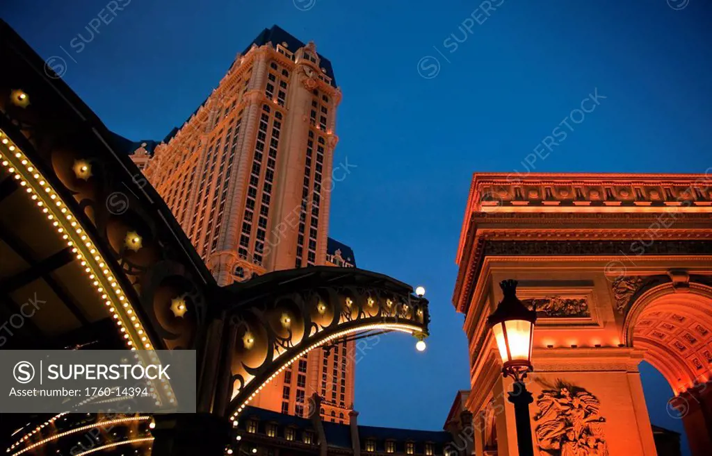 Nevada, Las Vegas, The Strip, The Paris Hotel and Casino, Replica of Arc de Triomphe.