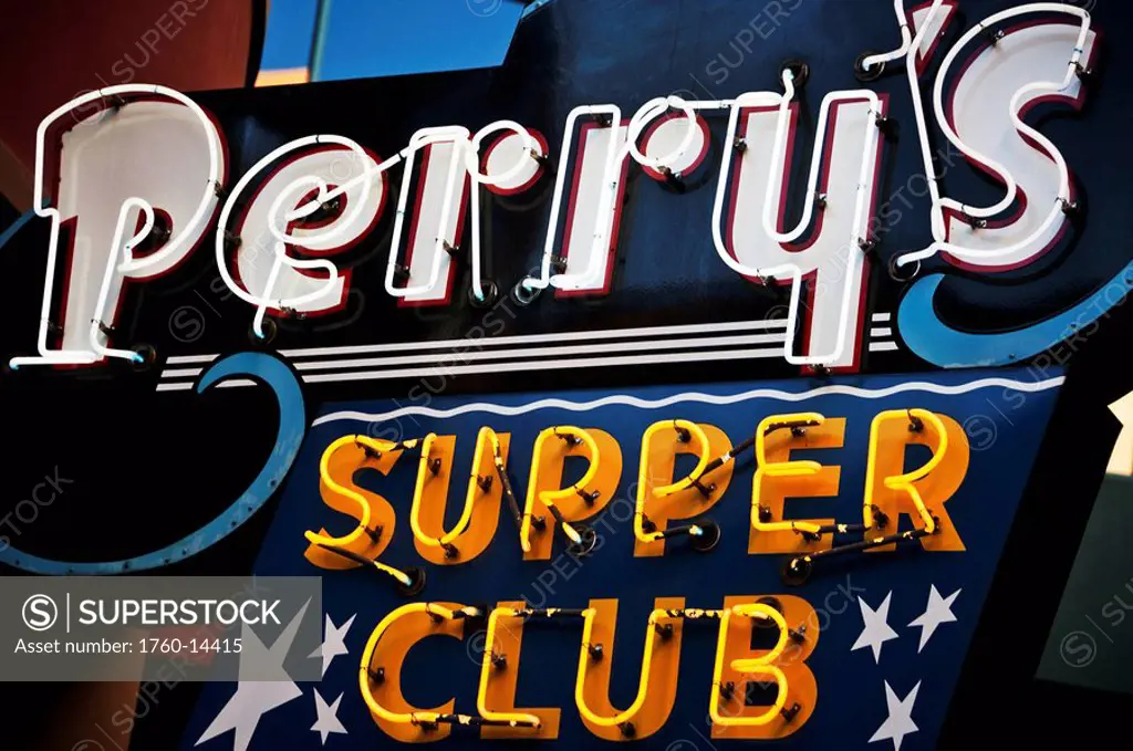 Nevada, Las Vegas, The Strip, Perry´s Supper Club neon sign. EDITORIAL USE ONLY.