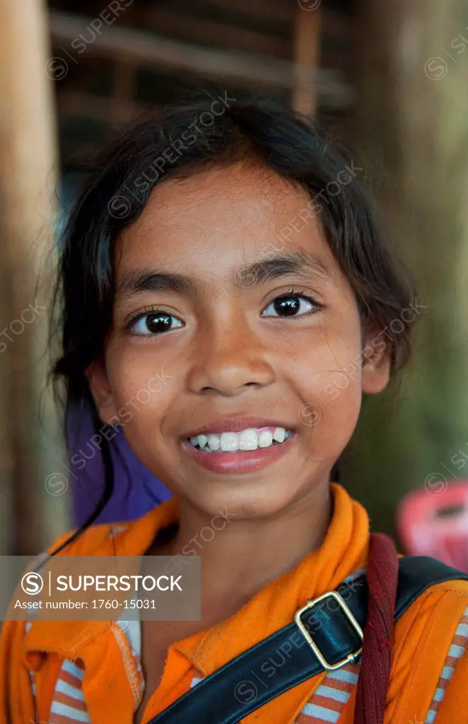 South East Asia, Cambodia, Siem Reap, Portrait of a young local girl.