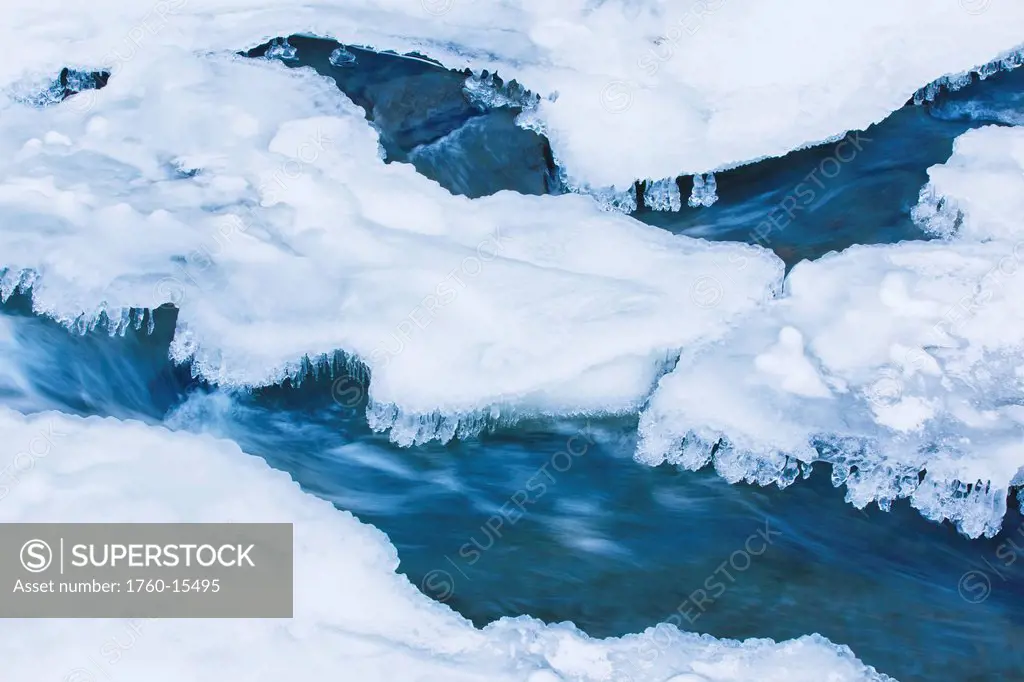 New York, Ithaca, Long exposure of partially frozen stream