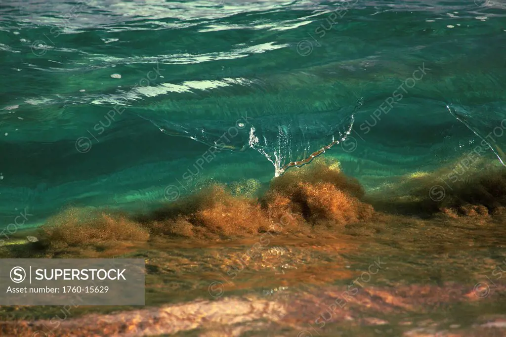 Hawaii, Small shore break wave kicking up sand