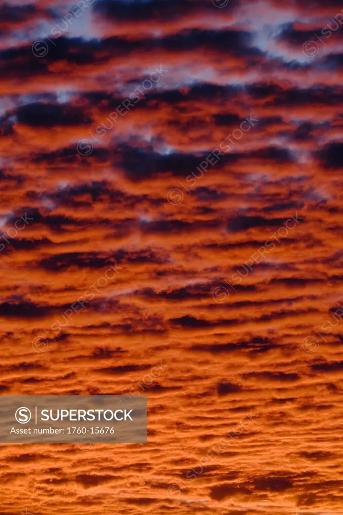 Hawaii, Big Island, Mauna Kea summit sunset cloud formation.