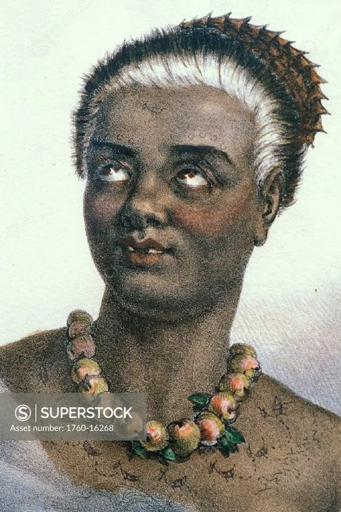 c.1819 I Kao Onoroh, a Female of the Sandwich Islands, Jacques Arago
