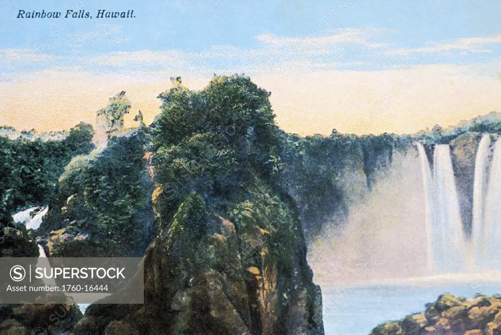 c.1900 Postcard, Hawaii, Big Island, Rainbow Falls.