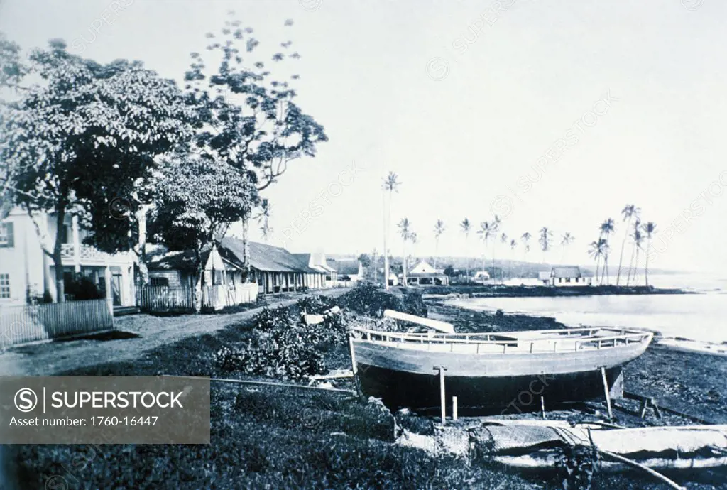 c.1890 Photograph, Hawaii, Big Island, Hilo, along the ocean shore.