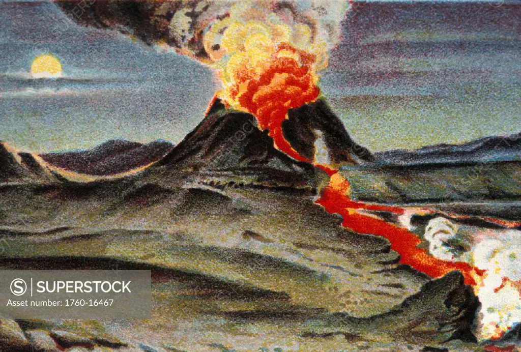 c.1905 Magazine Illustration, Hawaii, Big Island, Volcano of Kilauea