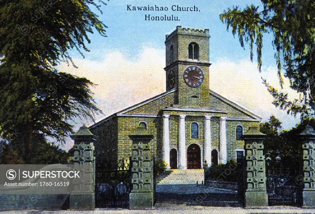 c.1915 Postcard, Hawaii, Oahu, Honolulu, Kawaiahao Church est.1838.