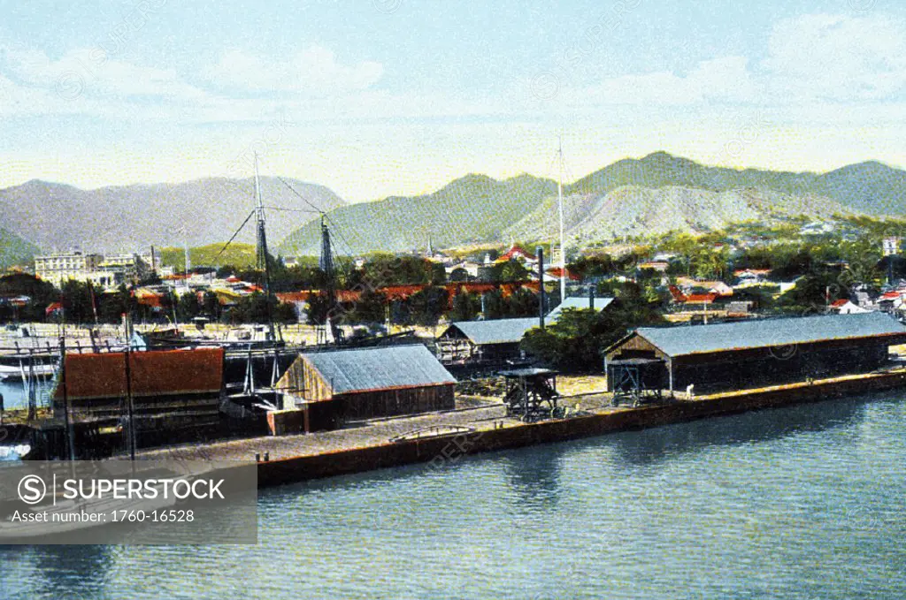 c.1905 Postcard, Hawaii, Oahu, Honolulu Harbor.
